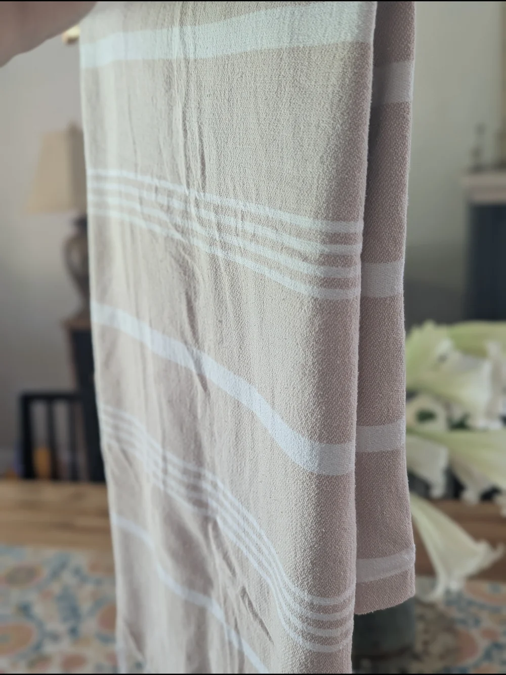 Turkish Peshtemal Towel Pink and White Striped By Nature Is A Gift